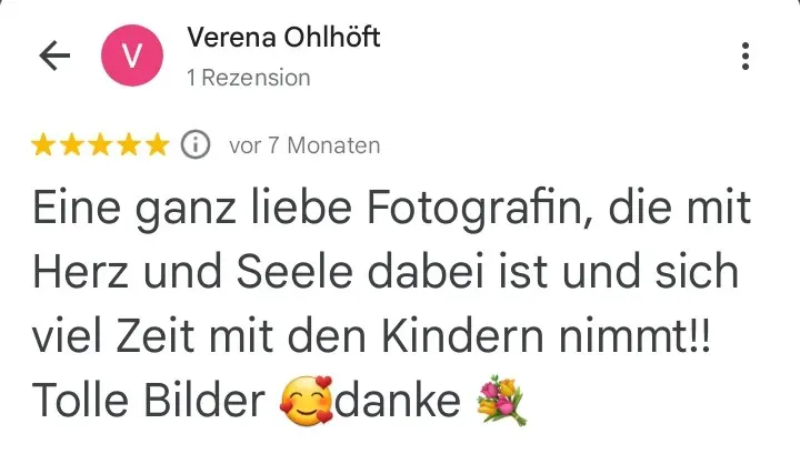 Bewertung über Fotografin Marianne Schreier