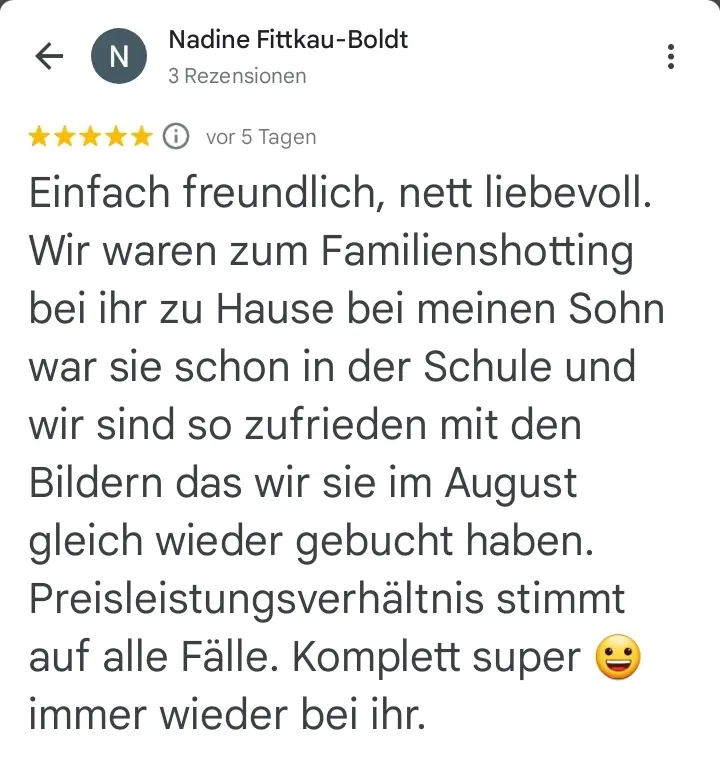 Bewertung über Fotografin Marianne Schreier