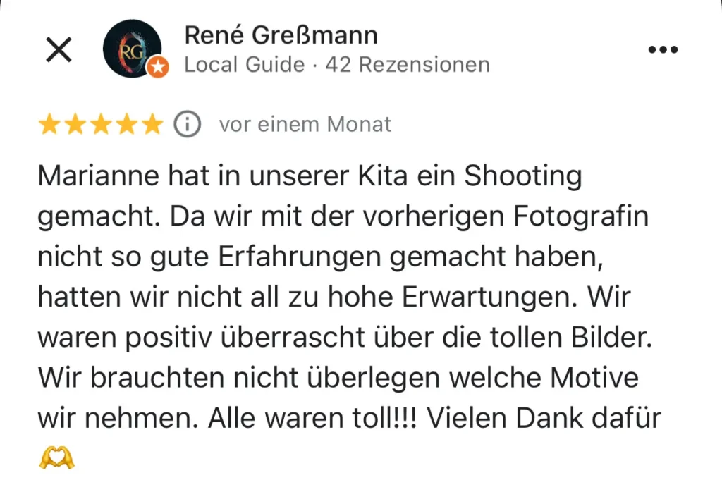 Bewertung von Fotografin und Mamarazzi Marianne Schreier