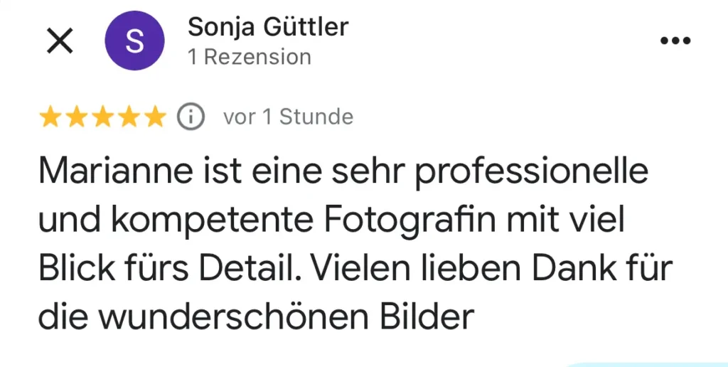 Bewertung von Fotografin und Mamarazzi Marianne Schreier
